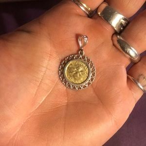 Vintage Sterling and Gold Guardian Angel Charm